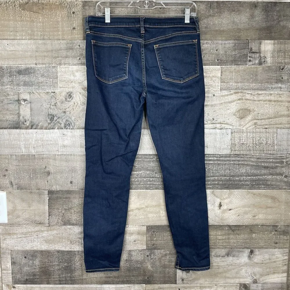 J.Crew Women's Size 29 28  Dark‎ Wash Jeans Stretch Blue Denim 5 Pocket Slim